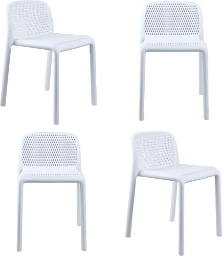 Vista 11 de CozyBlock Punch - Silla de comedor apilable perforada para interior y exterior, juego de 4 (azul turquesa)