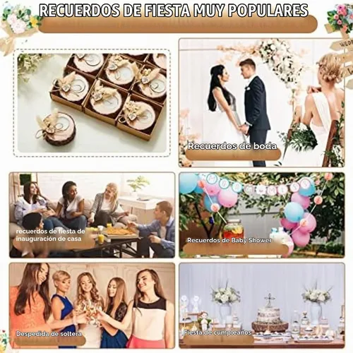 Vista 6 de 12 piezas de velas de boda para invitados – Portavelas conmemorativo de madera para despedida de soltera, recuerdos rústicos, regalos de invitados