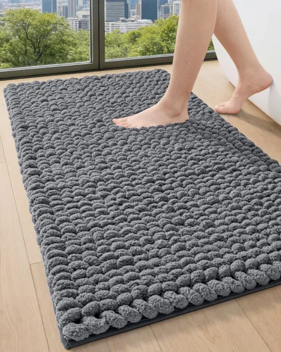 Vista 19 de DEXI Alfombrillas de baño para el baño 16x24, alfombra de baño antideslizante lavable, alfombrilla de baño de chenilla gruesa y suave absorbente