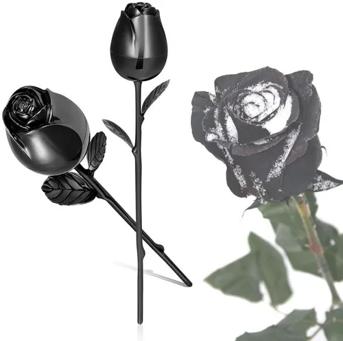 Vista 3 de OIJH - Colgante para cenizas de perro acero inoxidable diseño de flor negra con caja recuerdo de flores coloridas color negro
