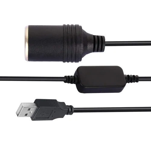 Vista 2 de Adaptador de enchufe USB, macho A a enchufe de encendedor de cigarrillos de coche hembra 12V, cable convertidor de potencia, adaptador de encendedor