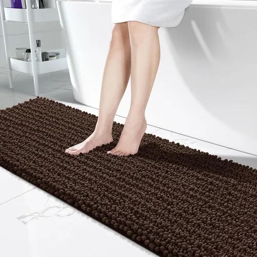 Vista 44 de Yimobra Alfombras de Baño Antideslizantes Lavables - Alfombra de Baño de Chenilla Ultra Suave Absorbente, Alfombra Peluda de Secado Rápido para Negro
