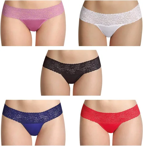 Vista 5 de Besame Bragas de encaje para mujer ropa interior de licra y elastano paquete de 5