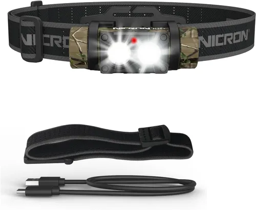 Vista 9 de NICRON Linterna frontal recargable, de alto brillo de 1500 lúmenes, 180 °, de aluminio, con 3 fuentes de luz, 10 modos, impermeable, linterna H25