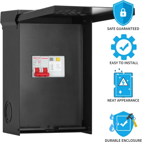 Vista 2 de Briidea Panel de spa de 50 amperios con disyuntor GFCI de 3 polos y 50 amperios, impermeable IP 65, ideal para spas, jacuzzis, piscinas, hogar