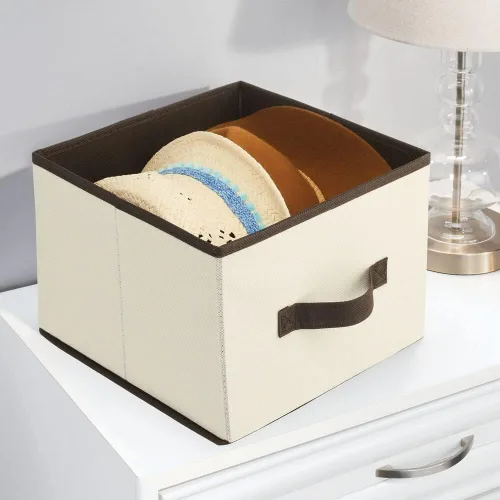 Vista 4 de mDesign Contenedor de tela para organizador de cubos, cubo de almacenamiento plegable de tela, organizador de almacenamiento plegable para armario