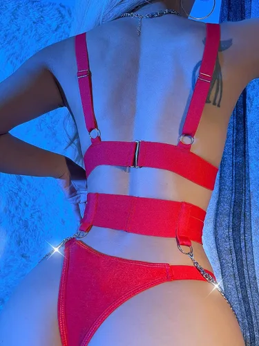 Vista 2 de SOLY HUX Conjunto de lencería para mujer, 5 piezas, arnés liguero, lencería y braga