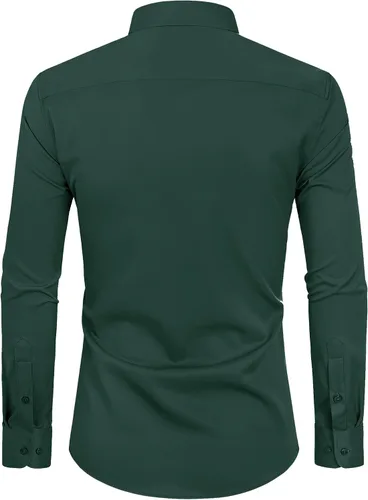 Vista 3 de Alimens & Gentle Camisas de vestir para hombre, camisas de vestir ajustadas para hombre, camisa casual con botones y manga larga