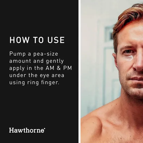 Vista 5 de Hawthorne Crema de ojos iluminadora para hombres para ojeras. Tratamiento debajo de los ojos para hombres. Reduce la hinchazón, las bolsas de ojos