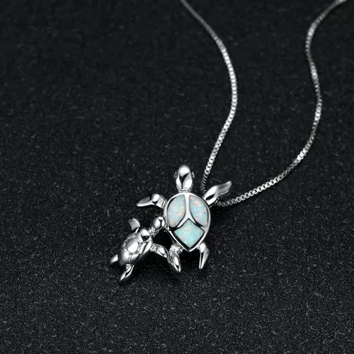 Vista 5 de Vanel Collar de tortuga, collar de plata de ley 925 con ópalo de tortuga marina para mujer, joyería de ópalo, regalo de tortuga marina para mamá