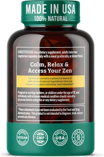 Vista 8 de Suplemento reductor de cortisol y apoyo suprarrenal – Alivio natural del estrés con Ashwagandha KSM-66, glicinato de magnesio y citrato, L-Teanina