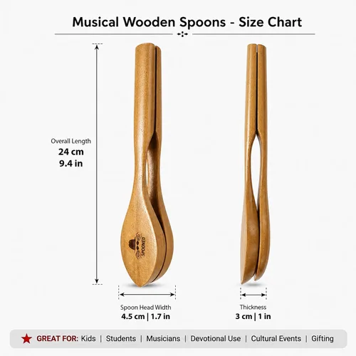 Vista 7 de Cucharas musicales de madera marrón, instrumento de percusión popular, percusión tradicional de los Apalaches celtas irlandeses, cucharas de ritmo