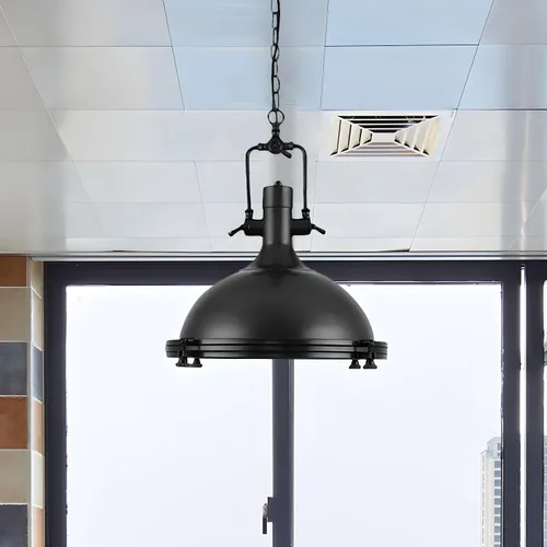Vista 2 de Industrial estilo náutico único colgante-LITFAD 18 "cúpula forma colgante lámpara montada iluminación en Rusty