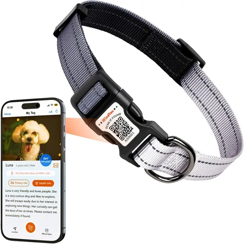 Vista 15 de Collar de perro personalizado ilFindYou con etiqueta de código QR para identificación de mascotas, collar reflectante de seguridad, adecuado