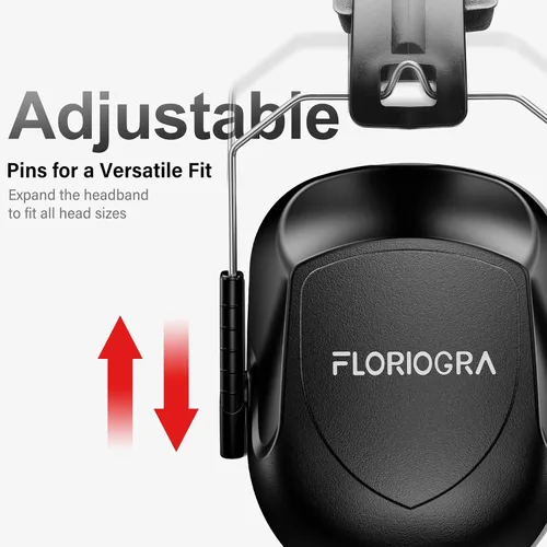 Vista 2 de Noise Reduction Ear Muffs, NRR 34dB Ear Protection for Adults Black Red
