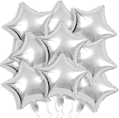 Vista 26 de Globos de papel de aluminio con forma de estrella de arena beige, marrón y blanco, 10 globos de Mylar en forma de estrellas de 18 pulgadas