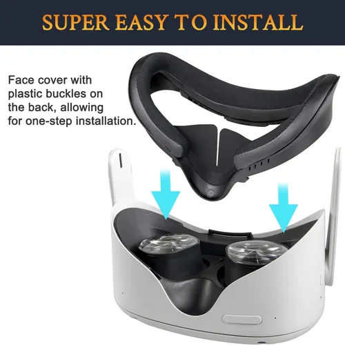 Vista 5 de SOULWIT 1Pcs Face Cushion Cover (Facial Interface) Replacement Kit for Oculus Quest 2, Softer Protein Leather + Cooling Gel, Anti-Leakage Nose Pad