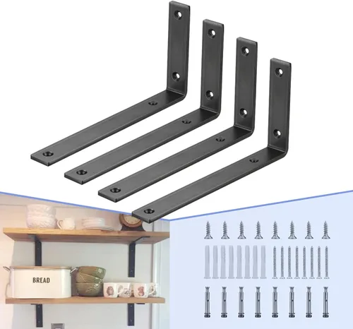 Vista 16 de CLT Soporte de Estante (Negro), 6 Pulgadas y Cuarto de Pulgada (1/5") de Grosor - Carga Máxima: 220 lb Rústico Industrial Moderno Granja Resistente