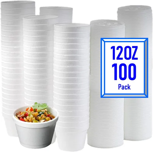 Vista 13 de Mr Miracle Tazón de espuma con tapa para alimentos fríos y calientes, recipiente de sopa desechable de 4 onzas con tapa ventilada, ideal