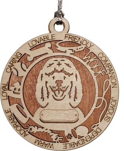 Vista 66 de Adorno de Navidad personalizado para perro Cavalier King Charles Spaniel, redondo de 3 pulgadas, madera cortada con láser de 2 capas, nombre y texto