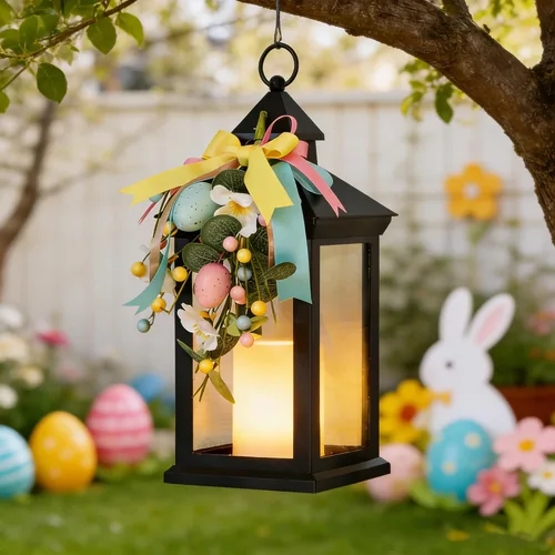 Vista 14 de JOIONE Black Decorative Candle Lanterns, 2 Packs 14" Waterproof Porch Decor Transparente 2