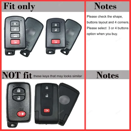Vista 2 de Funda protectora de silicona para llavero remoto compatible con Toyota Camry Corolla Highlander Sequoia 4Runner 2016-2020