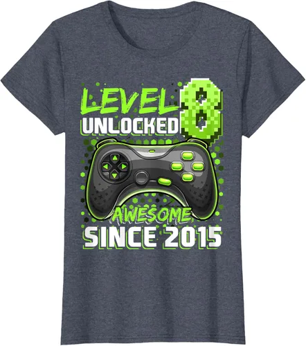 Vista 83 de Level 8 Unlocked Awesome 2015 Video Game 8th Birthday Boy T-Shirt, Negro