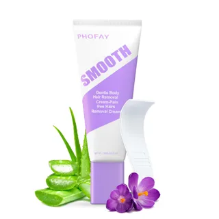 Crema de depilación PHOFAY para pieles sensibles de hombres y mujeres – Depiladora de acción rápida y suave, recomendada por dermatólogos con aloe y