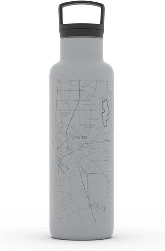 Vista 165 de Well Told Botella de agua aislada con mapa de Washington DC grabado, botella de acero inoxidable grabada (21 onzas, blanco) botella aislada de mapa
