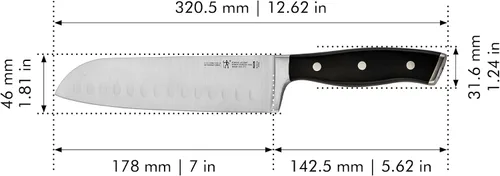 Vista 4 de Henckels Cuchillo Santoku Forged Accent de 7 pulgadas con Filo Hueco, Negro