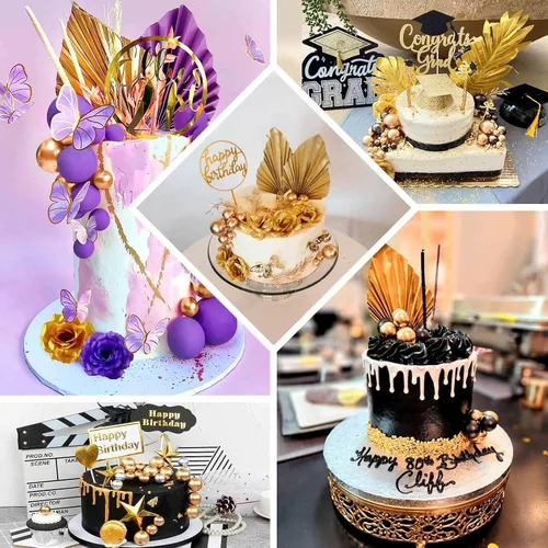 Vista 5 de Efavormart - Decoración LED para tartas con plumas reales, corona floral con luz intermitente para guirnalda, bonita decoración con luz LED