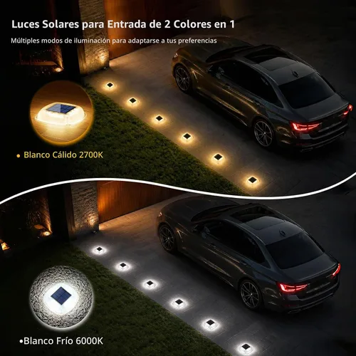 Vista 2 de Lacasa Solar Deck Lights, 4 Pack Dock Step Driveway Pathway Garden Lights Cool White & Warm White