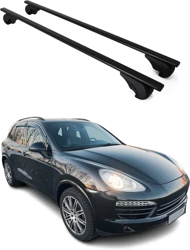 Vista 10 de OMAC Barras transversales para Porsche Cayenne 2003 a 2010, portaequipajes, 165 libras, 2 piezas, color plateado