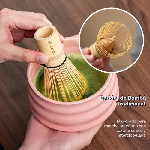 Vista 5 de MatchAiA Juego de batidor de matcha, cuenco de cerámica, batidor de bambú con soporte, tamiz, cuchara Schima, soporte para cuchara y toalla de té