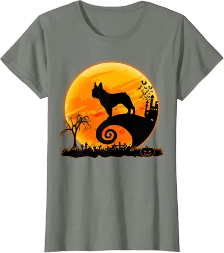 Vista 13 de Camiseta divertida de disfraz de Halloween para perro y luna de Bulldog francés, Negro, S