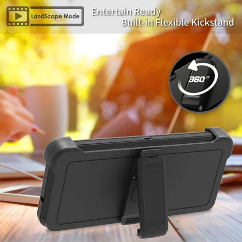 Vista 4 de Funda para Motorola Edge 2021 / Moto Edge 5G UW, protección resistente de 3 capas híbridas a prueba de golpes con funda de clip para cinturón