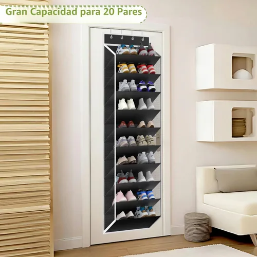 Vista 4 de KEEPJOY Organizador de zapatos de 10 niveles con malla para puerta, colgante con soporte para zapatos para puerta con bolsillos grandes y profundos