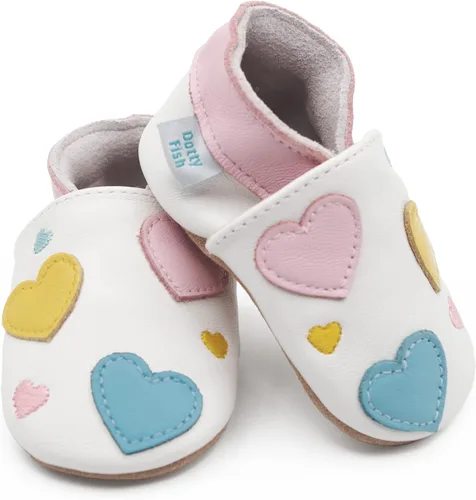 Vista 3 de Dotty Fish Zapatos de bebé, zapatos de cuna de cuero con suela suave para niñas