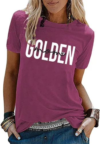 Vista 2 de Golden Mom Shirt Women Mama Shirts Casual Dog Lover T Shirts Summer Short Sleeve Tees Tops