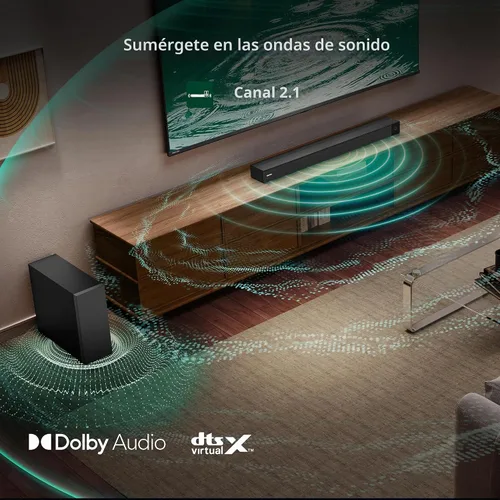 Vista 4 de Toshiba Barra de sonido C210WR 2.1 CH con subwoofer inalámbrico, Dolby Audio, DTS Virtual:X, Easy Control, 6 modos de ecualización, Bluetooth 5.4