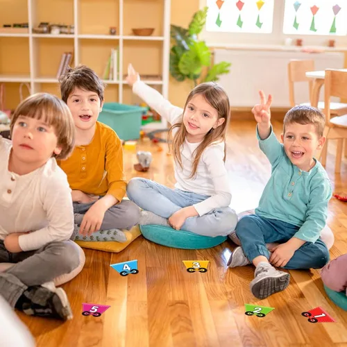 Vista 7 de D4DREAM Calcomanías de números para el aula, 48 unidades de 4.5 pulgadas, puntos de línea para piso de aula, autoadhesivos, marcadores de números