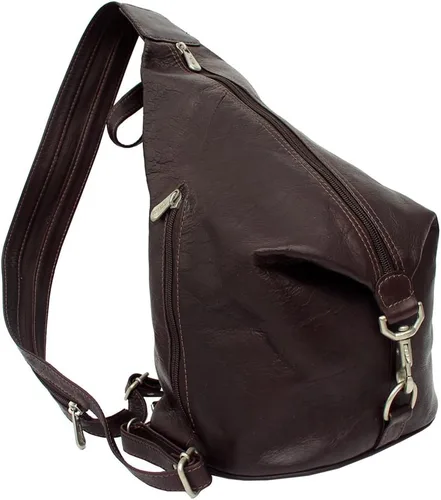 Vista 5 de Piel Leather Eslinga Hobo con tres cremalleras, Chocolate, Eslinga Hobo con tres cremalleras