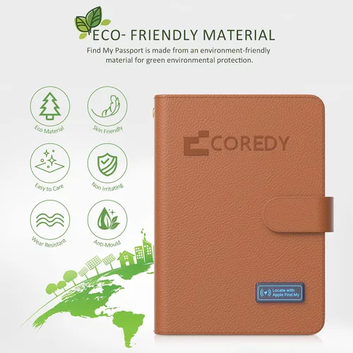 Vista 15 de Coredy Soporte para pasaporte con rastreador Bluetooth, funciona con Apple Find My (solo iOS), cubierta de pasaporte localizada, indicador de sonido