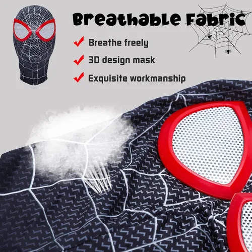 Vista 4 de Máscara de superhéroe y guantes para Halloween, Navidad, disfraces de cosplay para adultos