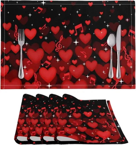 Vista 61 de BIGCARJOB Mantel individual de diseño personalizado, 4 piezas, tapete de mesa resistente al corazón, 12 x 18 pulgadas 1-diseño personalizado