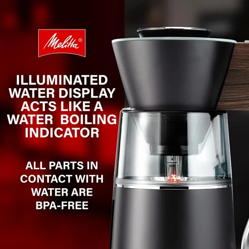 Vista 6 de Melitta Vision - Cafetera de goteo de 12 tazas, automática y programable, capacidad de 96 onzas con 5 filtros de café, color negro Automático