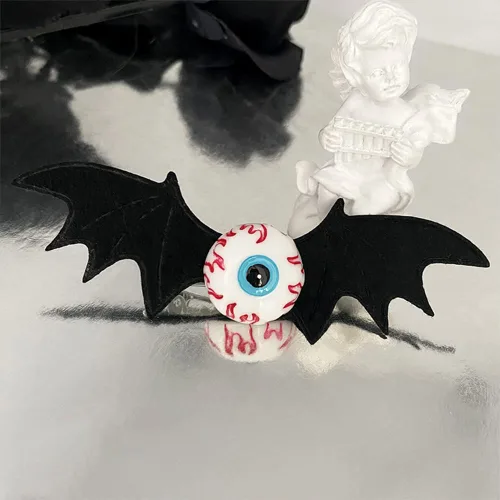 Vista 5 de 1 par de pinzas para el cabello de Halloween, ojo de diablo, accesorios para el cabello, disfraz de cosplay, disfraz de murciélago y cuernos