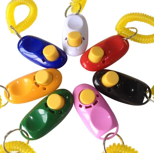 Vista 4 de PENTA ANGEL Clicker de botón de entrenamiento para mascotas con correa de muñeca, perro de tren, gato, caballo, mascotas para entrenamiento