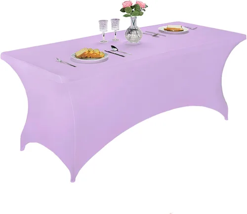Vista 83 de LZY Cubierta de Mesa Elástica Ajustable de Spandex para Mesa Plegable de 6 pies, 4 pies o 8 pies, Mantel de Cóctel Rectangular, Perfecto para Champn