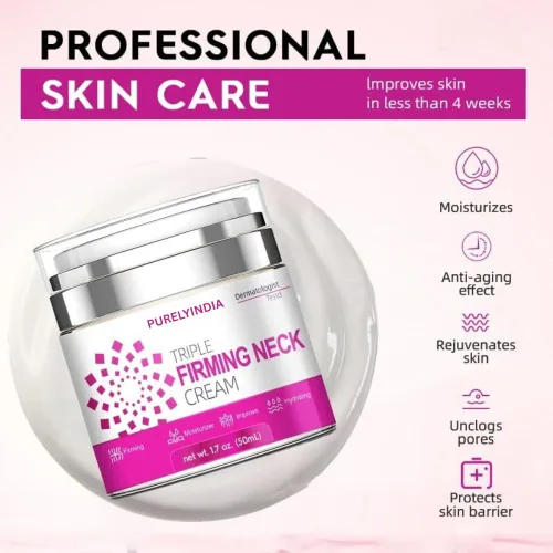 Vista 4 de Crema antienvejecimiento para el cuello Retinol, colágeno y péptidos Triple Reafirmante Hidratante para cuello, barbilla y escote Crema